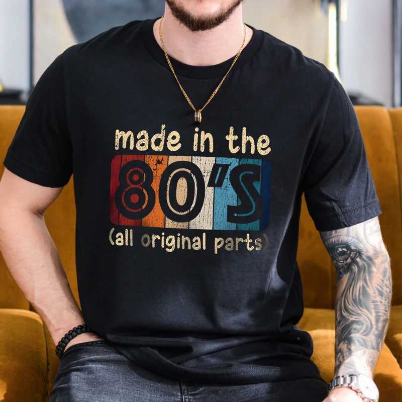 Mens T-shirts Made in The 80s All Original Part Retro Vintage Summer T-shirt for Men Casual O-Neck Tee Shirts Streetwear Tops W250220