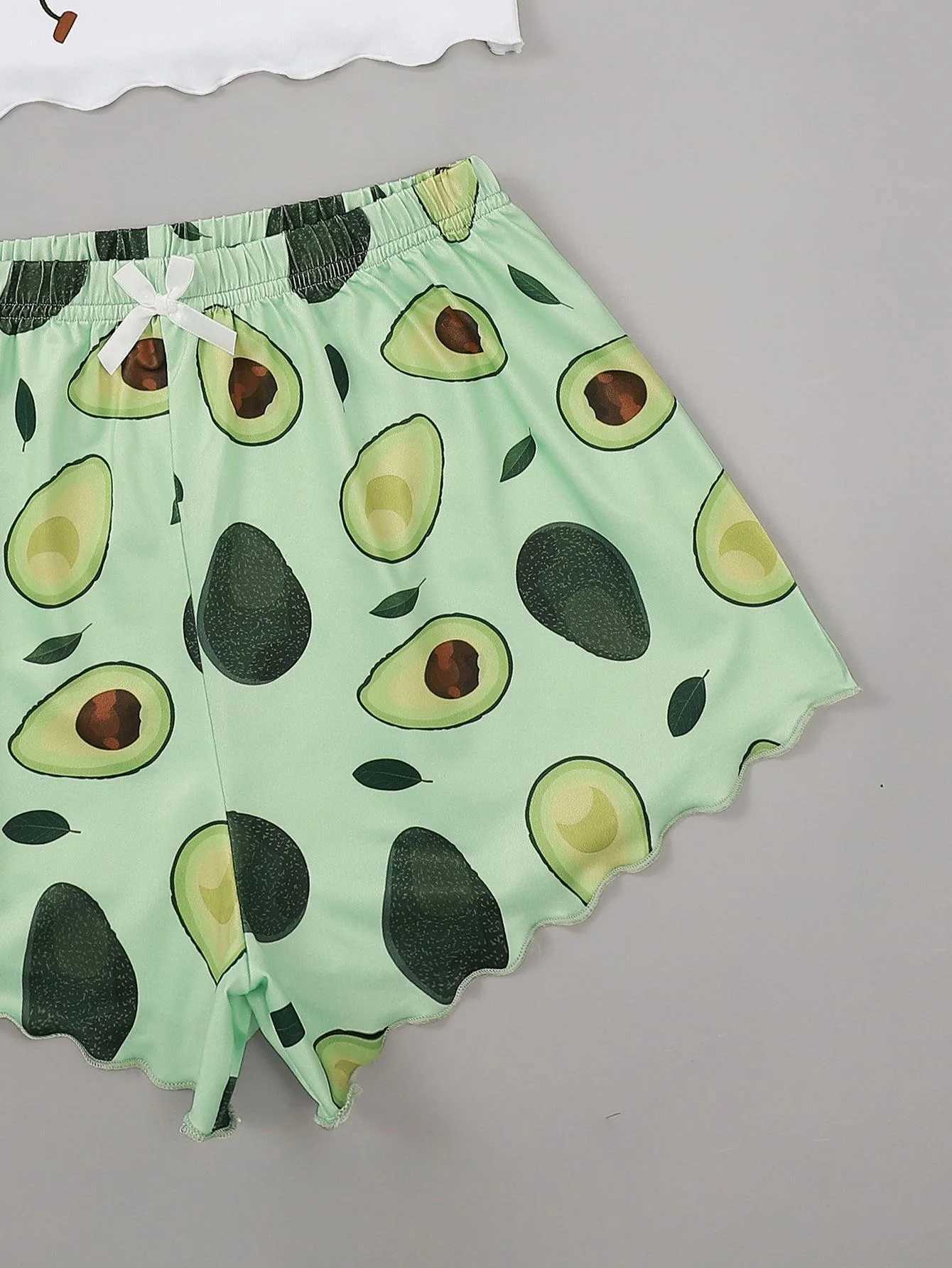 Summer Pajamas Set for Women Avocado Print Camisole with Shorts Casual Sexy Lingerie Nightie Homewear Spwear UnderwearXJ250220