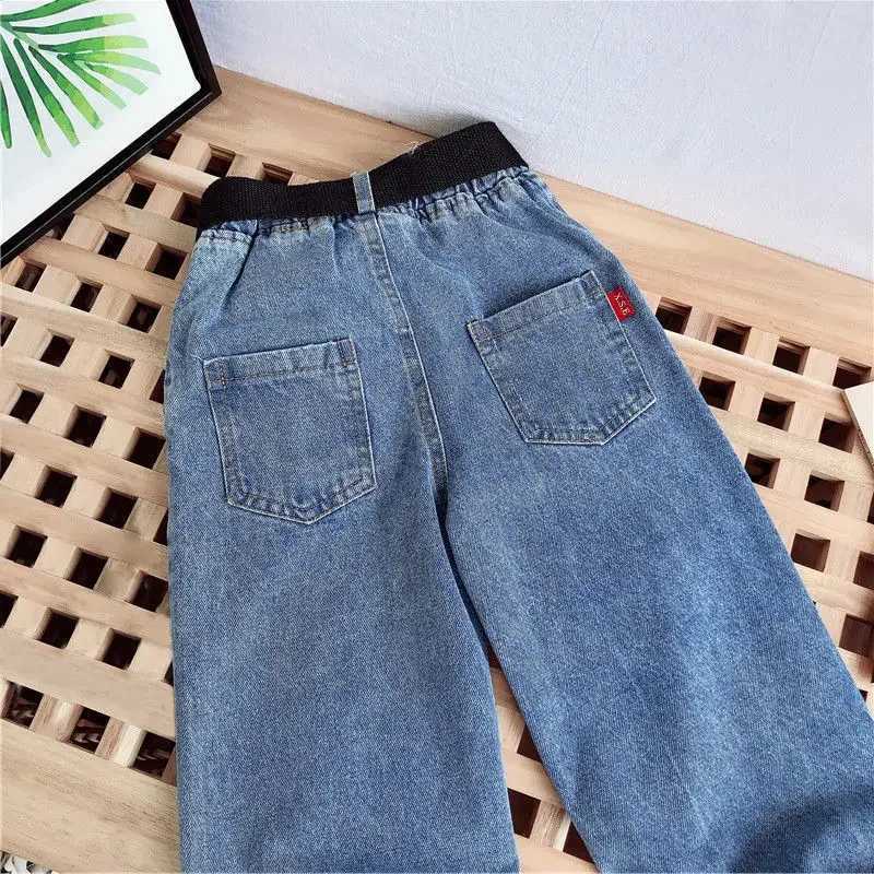 Girls Jeans Solid Color Kids Jeans Girls Spring Autumn Children Jeans Casual Sle Kids Clothes Z250220