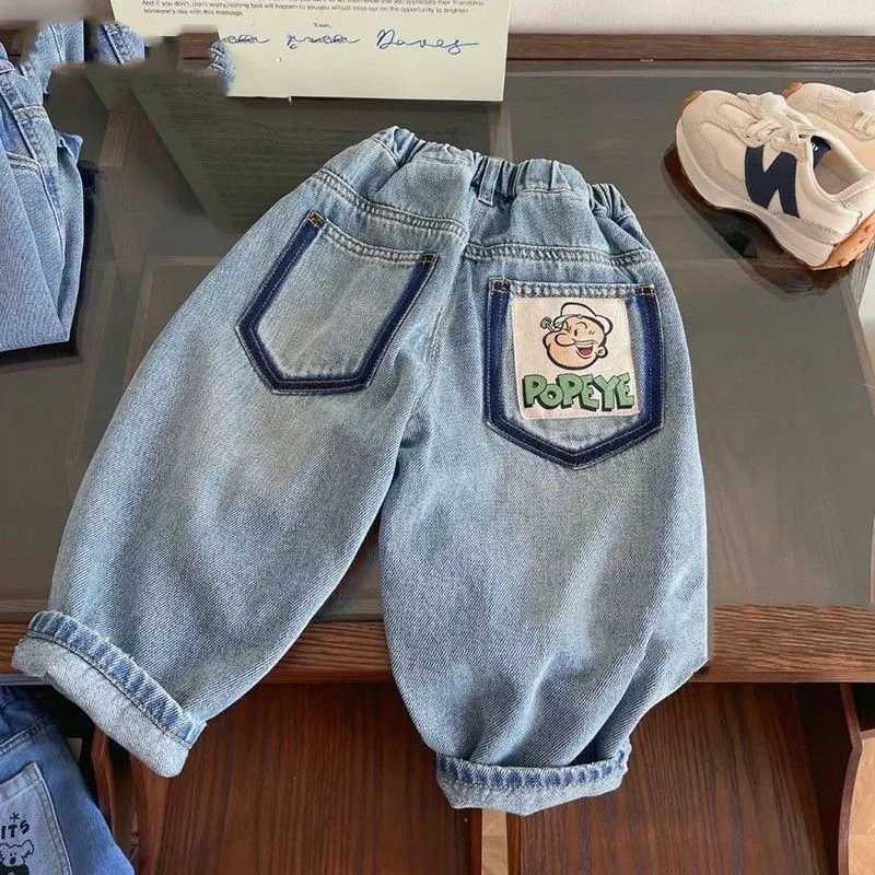 Spring and Autumn Boys Jeans New Fashionable Simple Loose Casual Straight Tube Pants Baby Pants Z250220