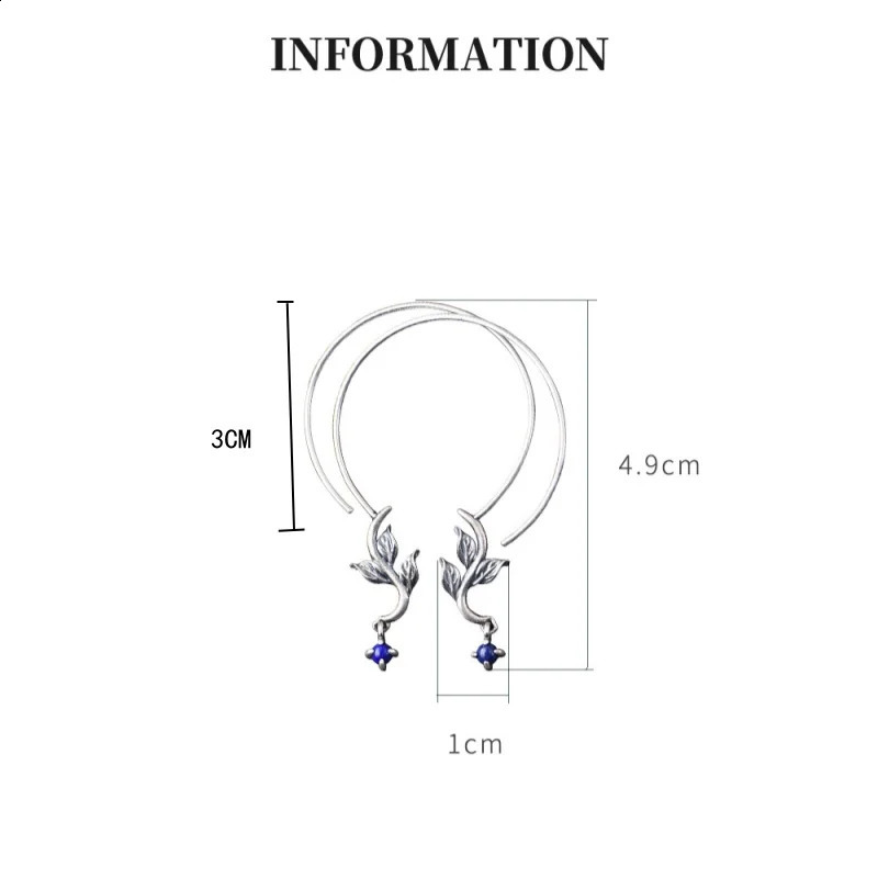 S925 Pure Silver Vintage Lapis Lazuli Simple Earrings Womens French High-end Jewelry Birthday Gift 250219