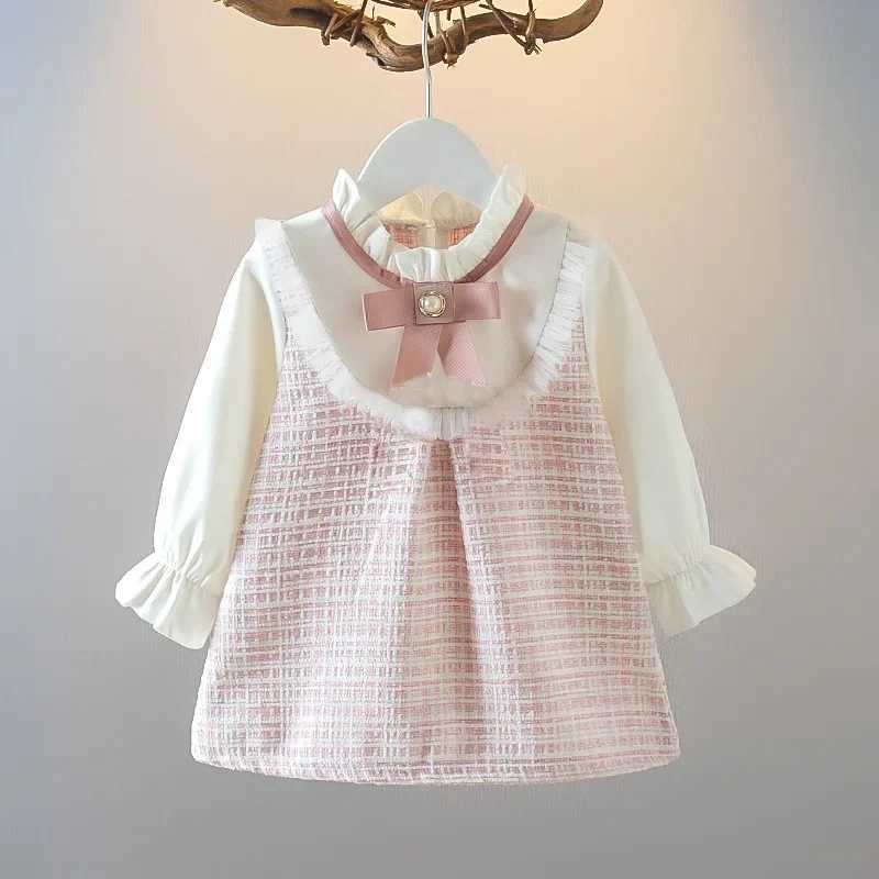0-3Y Girls Dresses Spring A Line Dress Bow Decoration Long Sleeve For Girls Baby Clothing X250220