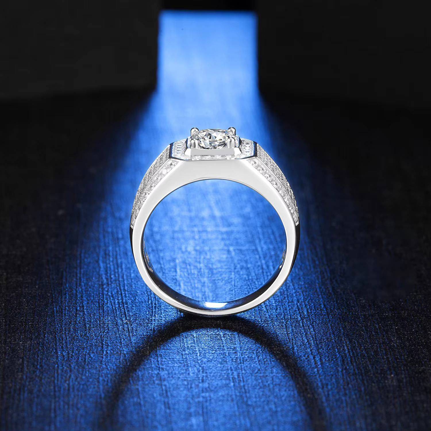 Wholesale Trendy Men Wedding Sier Mens Minimalist Hip Hop Round Cut Moissanite Dia Rings