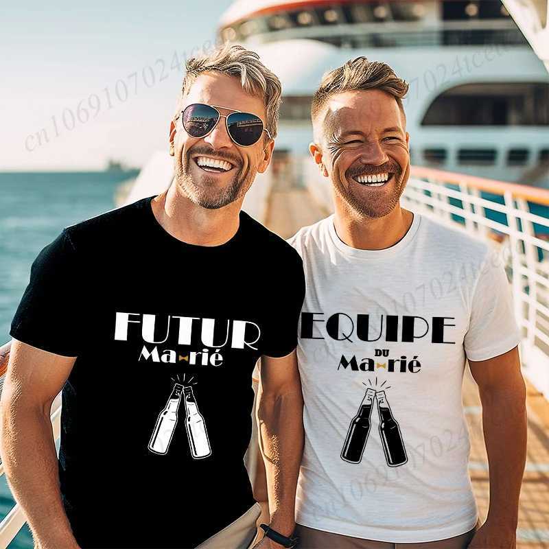 Fashion Beer Graphic Tops French Boyfriend Single Farewell Bachelor Party T-shirts Evg Future Team Groom Man Shirt Wedding Tees W250220