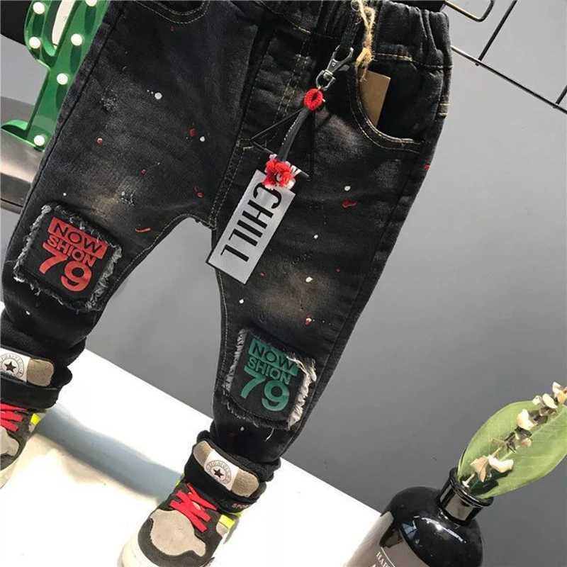 New Fashion Spring Boy Pants Kids Jeans Solid Cotton Mid Elastic Waist Pants Boys Jeans Kids Children Trousers 2-6Y Z250220