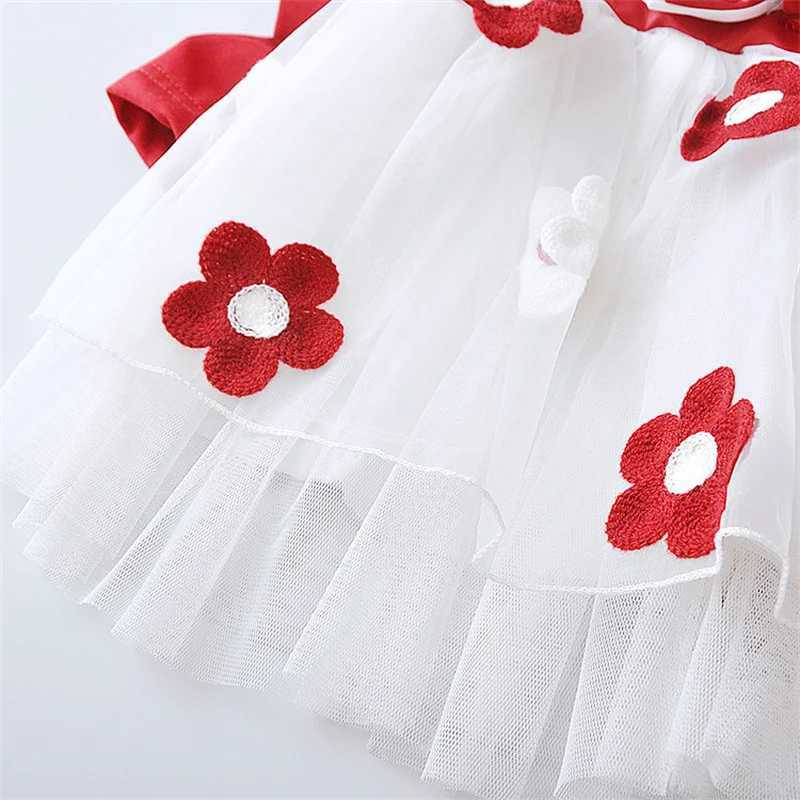 Spring and autumn baby girl dress cute children flower bow childrens clothing princess evening dress childrens clothing 0-4 Y long sleeved X250220