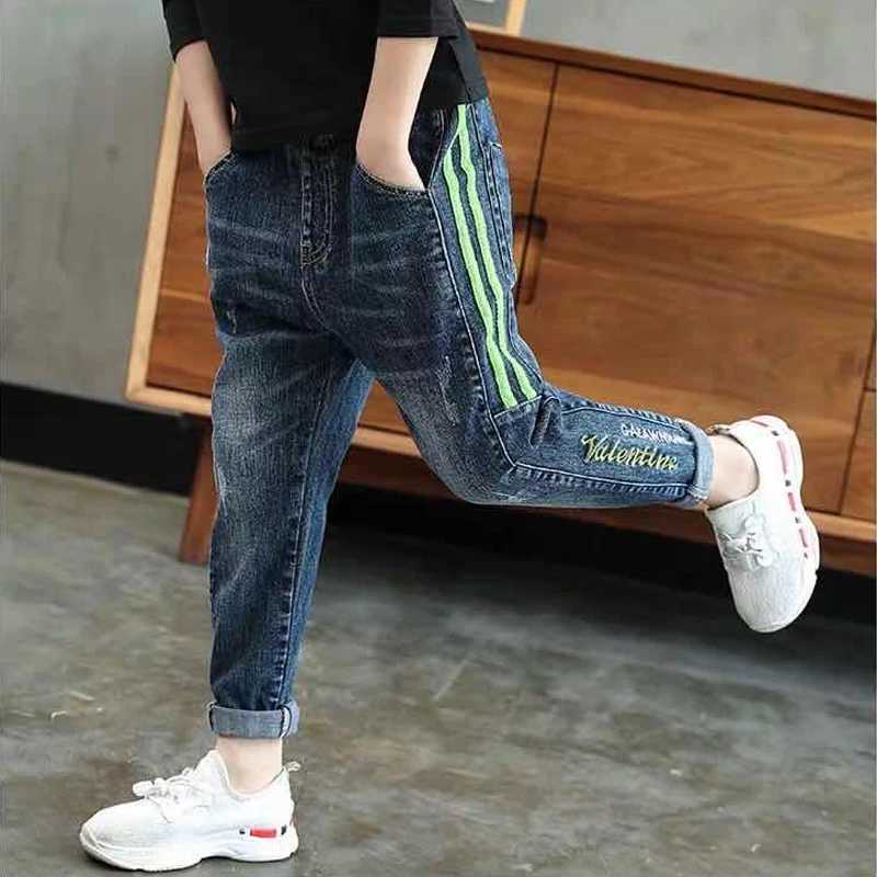 IENENS Child Boys Jeans Teens Casual Trousers 2024 New Elastic Waist Pants 4-11 Years Fashion Slim Denim Pants Z250220
