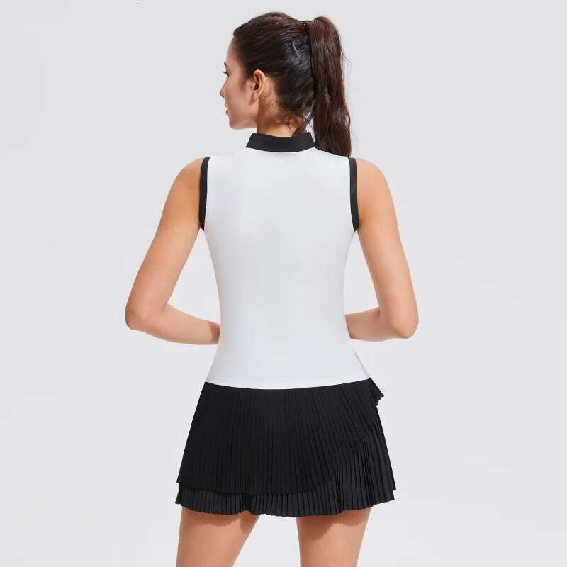 Women Sleeveless Golf Tennis Yoga Gym Tank Tops Quick Dry Fiess Outdoor Top Contrast Sportswear Running Jogging Sport T Shirt