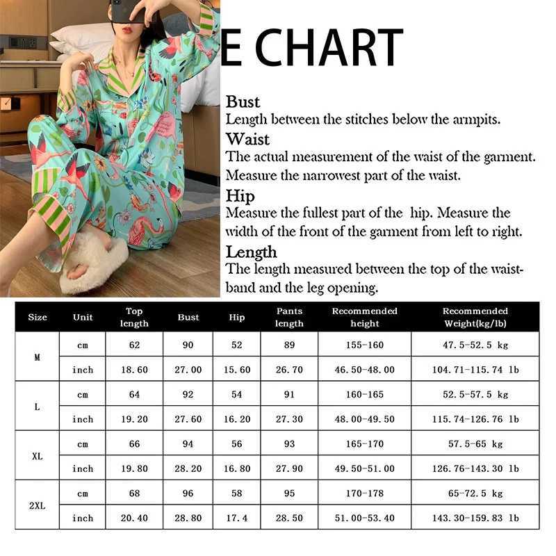 Pajamas for Women in Spring and Summer Long Sved Flower and Bird Patterns High-end New Luxurious Sexy Comfortable Home DecorXJ250220