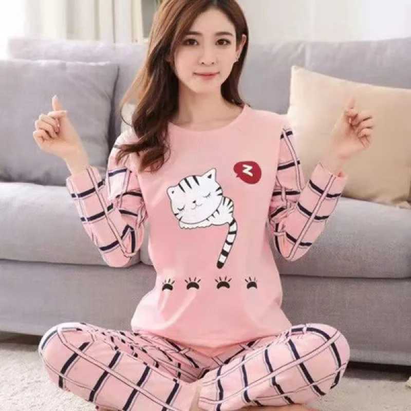 Fall and Winter Womens Suit Pajamas Long-Sved Long Pants Homewear Two-Piece Set Ladies Cartoon Pattern Spwear LoungewearXJ250220