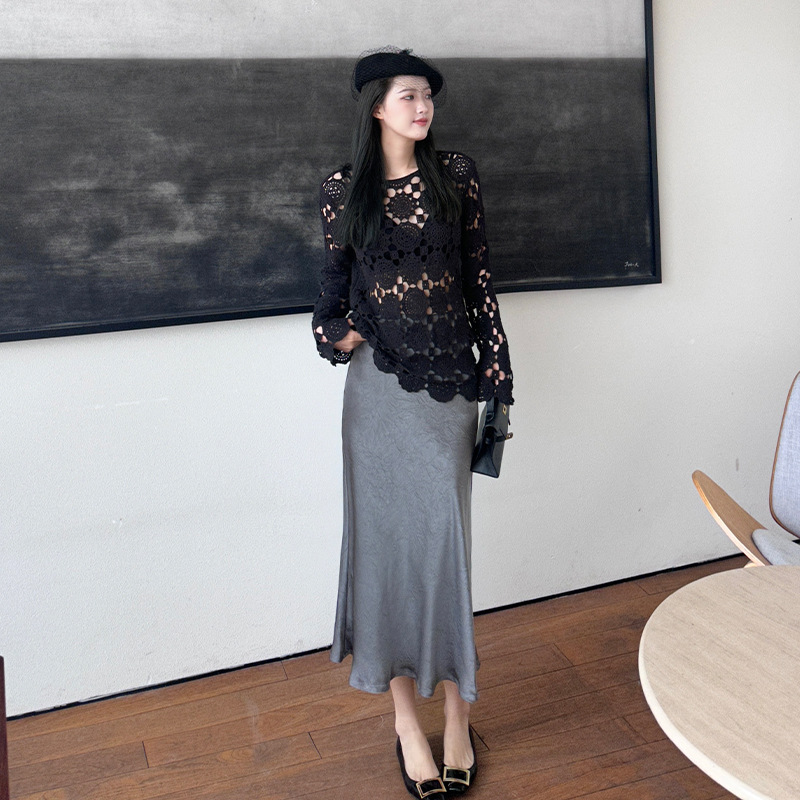 M16781 high waist skirt high-end fashion women's summer skirt new waist slimming drape long skirt