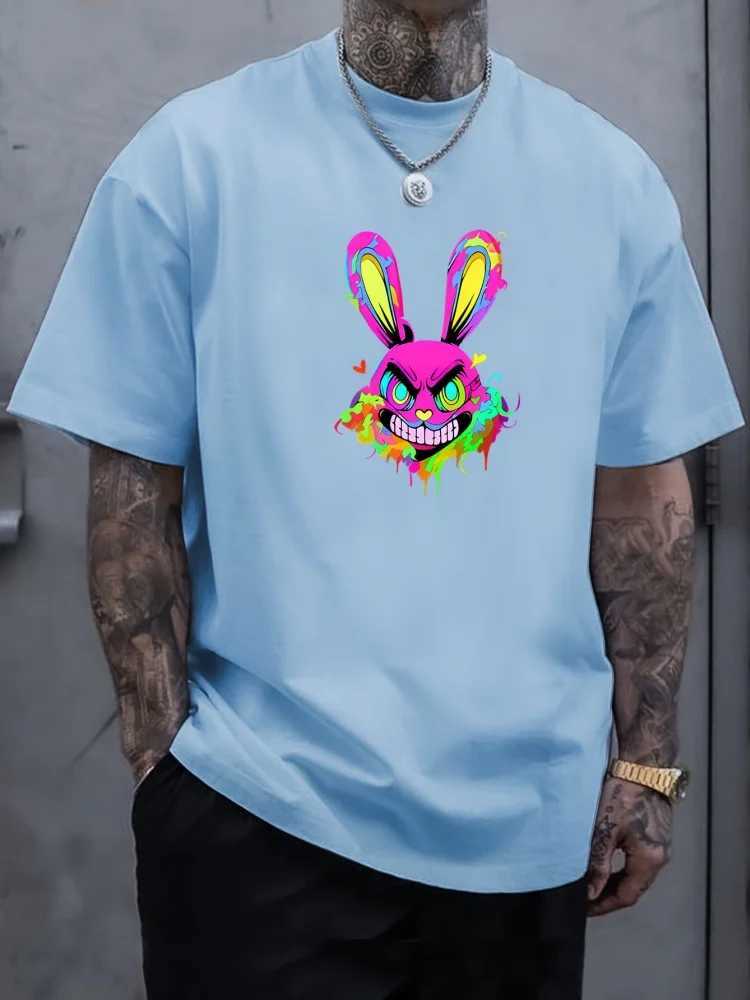 Summer Daily Casual Mens Short Sleeve Top 3D Rabbit Print Mens T-shirt Outdoor Street Fashion Mens Sports Short Sleeve W250220