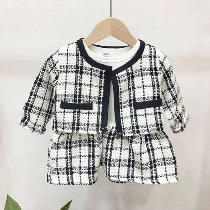 2Pcs Autumn Winter Party Kids Clothes For Baby Girl Fashion Pageant Plaid Coat Tutu Dress Outfits Suit Toddler Girl Clothing Set X250220