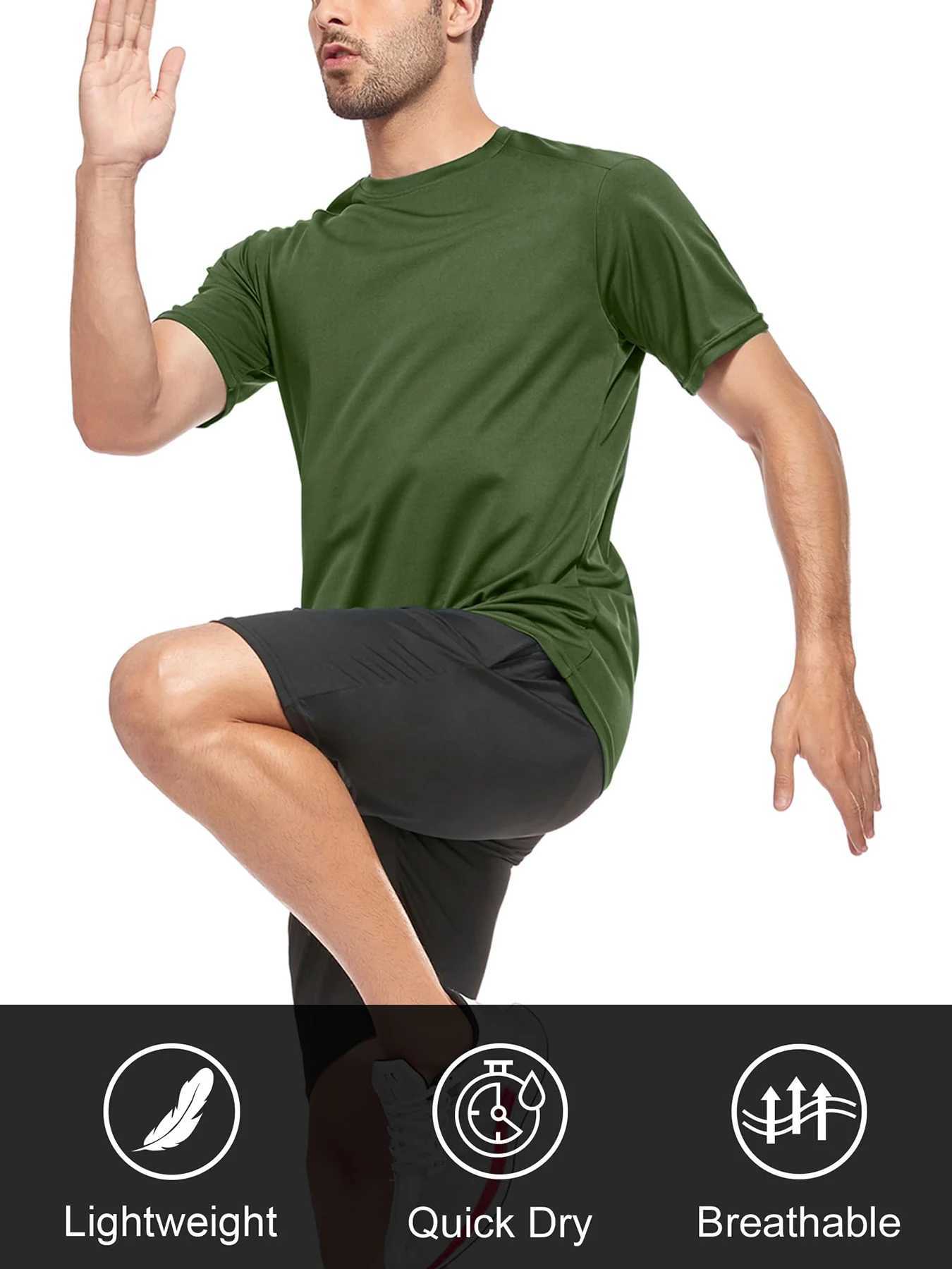 HOPLYNN Workout Shirts for Men Short Sleeve Athletic Active Tops Quick Dry Crew Neck T Shirt for Running W250220