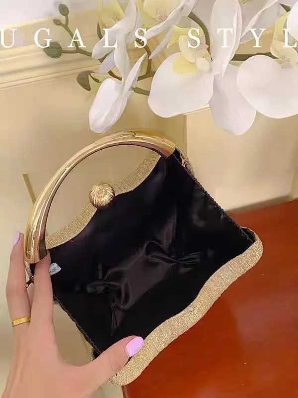 Luxury Gold Metal Handle Womens Handbag Fashion Glitter Shiny Evening Bag Wedding Party Clutch Purse Shoulder Crossbody Bag Z250220