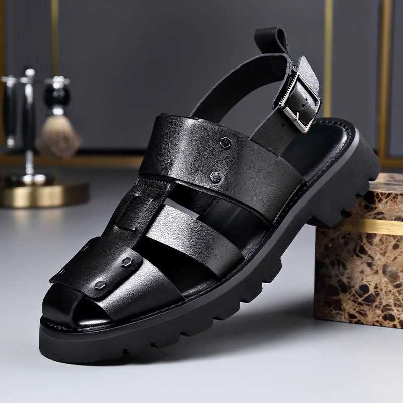 New Arrival Elegant Genuine Leather Men Sandals Luxury Business Casual Shoes Men Non-slip Work Shoes Platform Gladiator Sandals Size 48 T250220