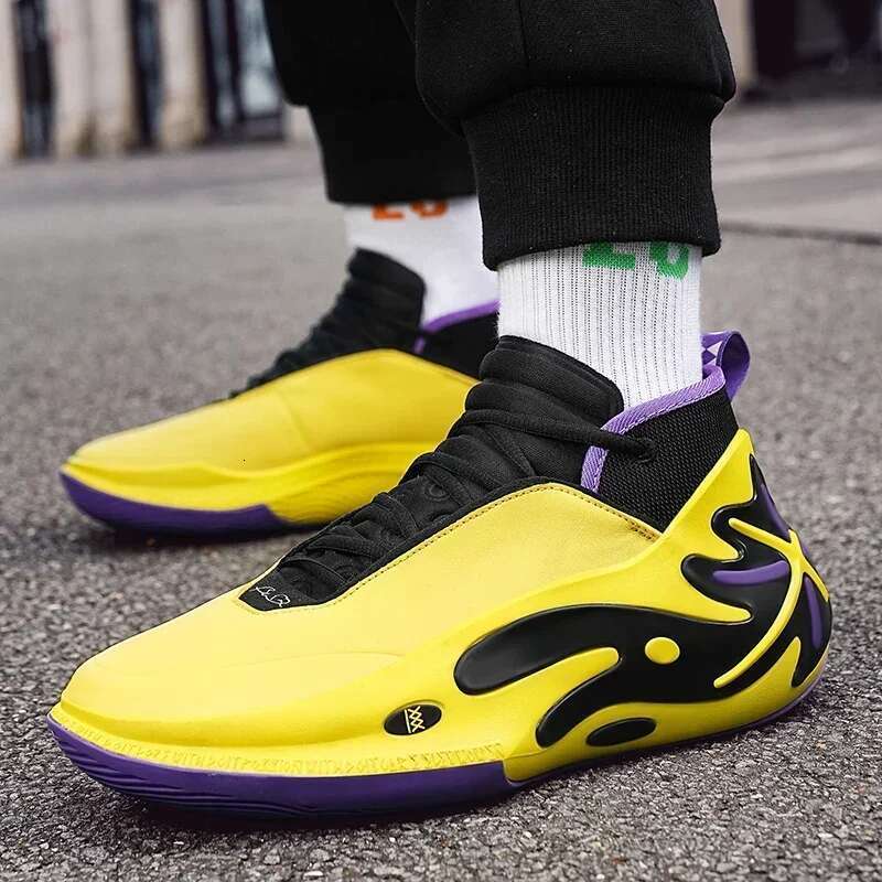 High-quality Men's Women Leather Basketball Sneakers Men Outdoor Rubber Anti Slip Sports Training Shoes Male
