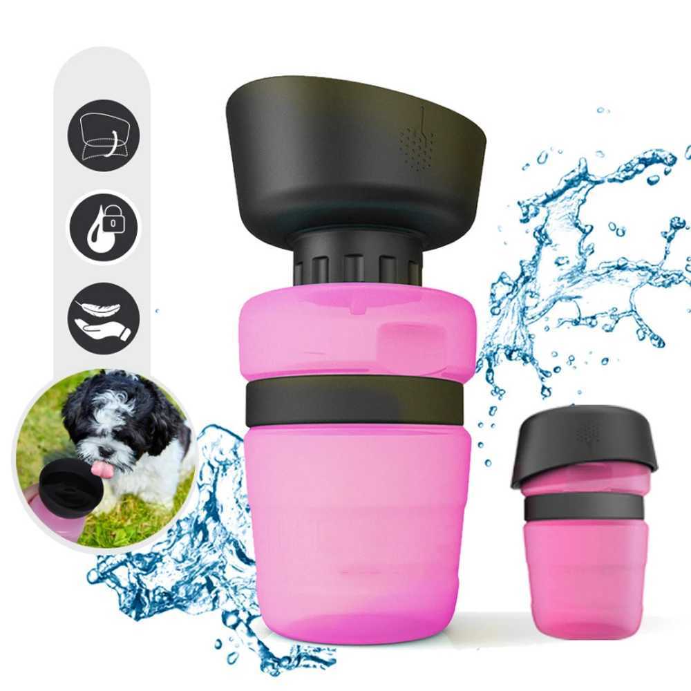 Dog Travel Bowls Bags 500ML Dog Water Bottle Bowl Foldable Leak-proof Water Food Cup Pet Feeder Bowl Portable Large Capacity Pet Outdoor Drinking Bowl