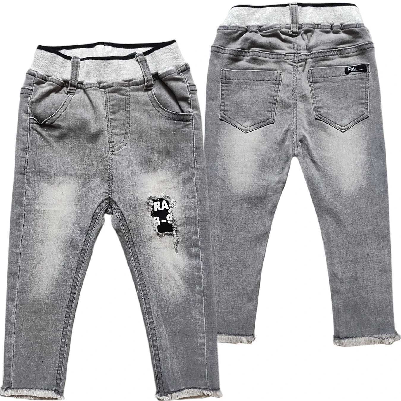 5140 12M-3Y skinny baby boys jeans l soft denim pants hole grey elastic waist Z250220
