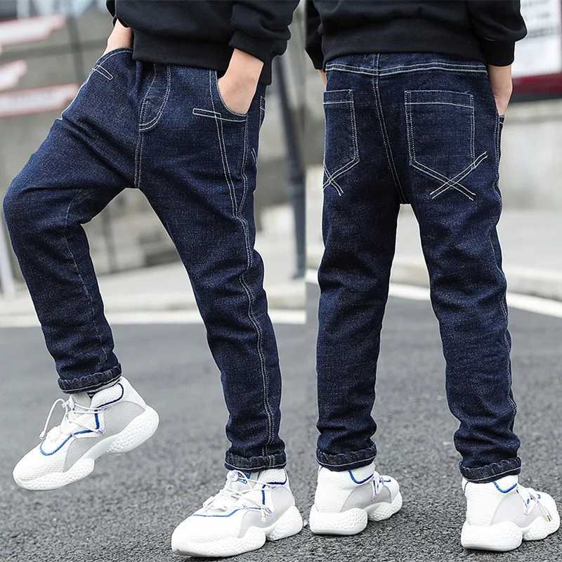 Winter boys jeans with added velvet and thick casual pants boys jeans childrens jeans childrens jeans Z250220