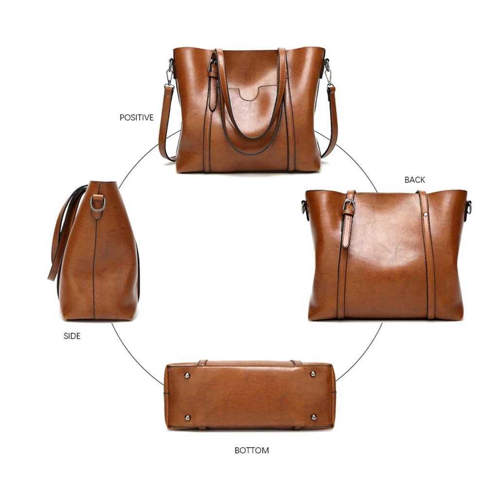 Shoulder Bags for Women Oil Wax Leather Handbag Tote Crossbody Bag Vintage Satchels Women Bags Designer Handbag High Quality Z250220