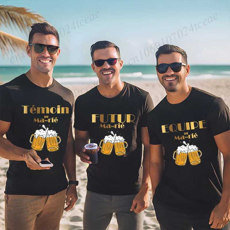 French Beer Graphic Wedding Tops Evg Team Future Groom Man Oversized Clothing Best Man Tees Boyfriend Bachelor Party T-shirt W250220