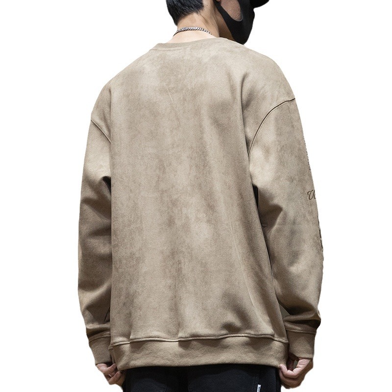 MK02201 Suede sweatshirt men's long sleeve American style round neck boys top