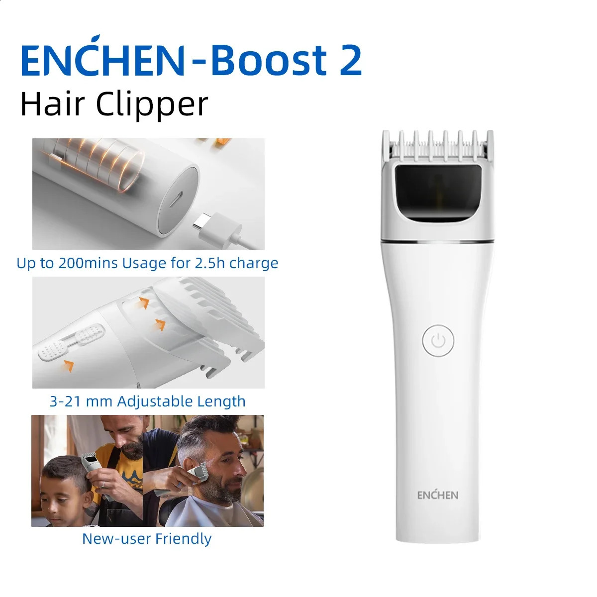 ENCHEN Hair Clipper Professional Cordless Adjustable Body Trimmer 250217
