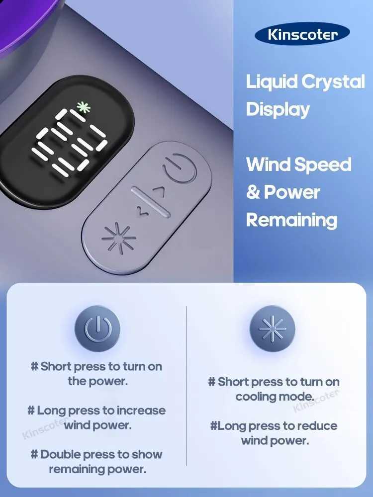 Electric Fans KINSCOTER Portable Handheld Turbofan with 100 Wind Speed Adjustable Mini Personal Fan Battery Powered Electric Eyelash Fan H250220