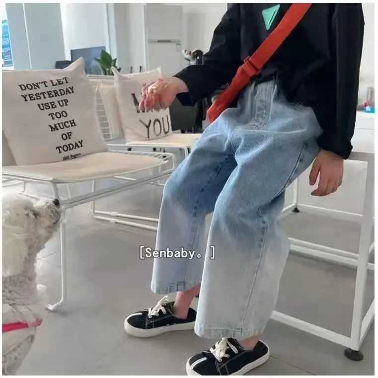 Girls Jeans Solid Color Kids Jeans Girls Spring Autumn Children Jeans Casual Sle Kids Clothes Z250220