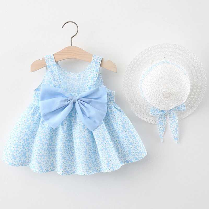 2Piece Summer Newborn Dresses Toddler Clothes Korean Cute Bow Flowers Beach Infant Princess Dress Baby Girl Clothing Set BC252 X250220