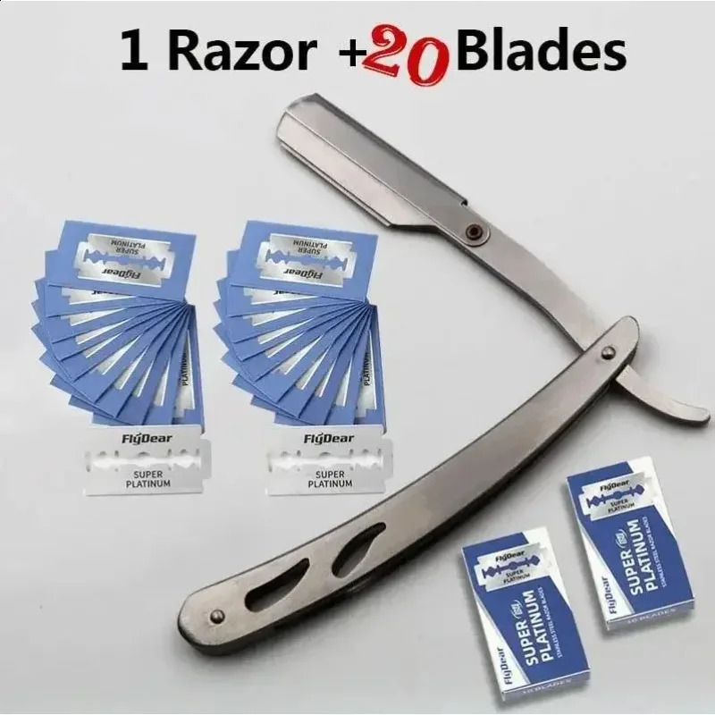 Mens Professional Barber Razor Manual Shaver Straight Edge Stainless Steel Folding Shaving Shave With Blade 250217