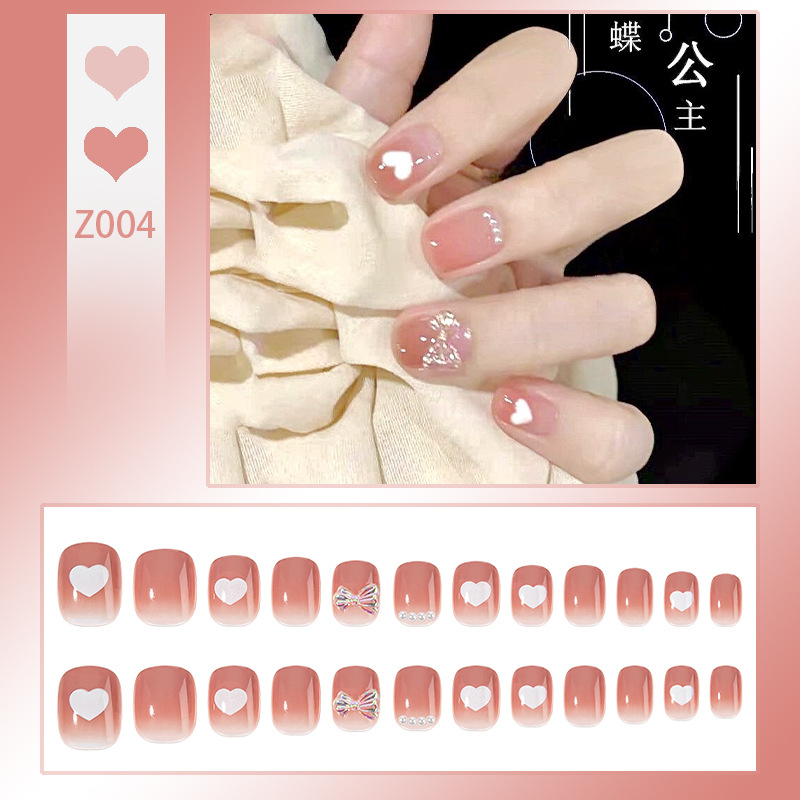 False Nails Sparkling diamond temperament, wearing armor with a high-end feel, fake nails that appear white, aurora, short wearing armor piece Adhesiv