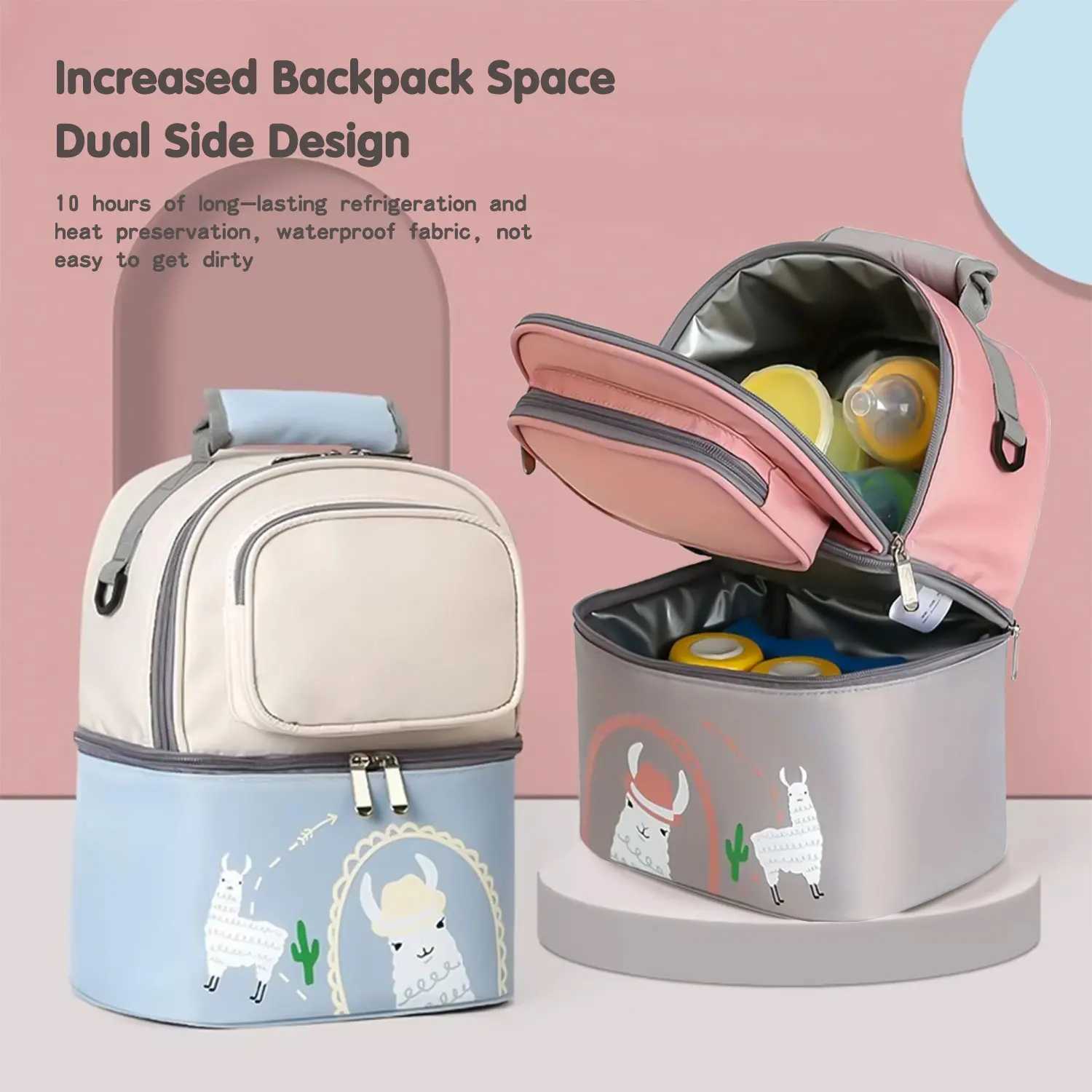 Dual portable mother bag large capacity bottle insulated bag milk freezer backpack multifunctional mother bag X250220