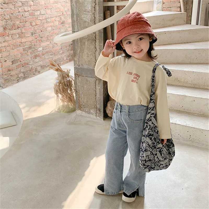 2-8T Jeans for Girls Toddler Kid Clothes Split Denim Pants Elegant Fashion Streetwear Infant Childrens Trousers Outfit Z250220