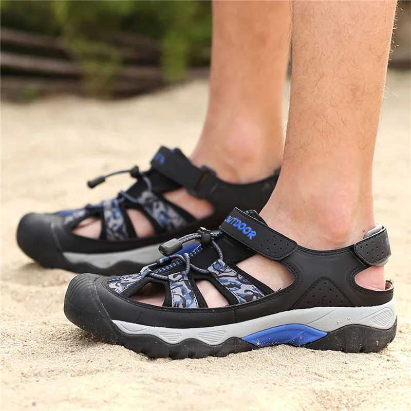 New Arrival Classic summer mens sandals fashionable large-sized beach sandals new breathable casual flat shoes mens outdoor anti slip Wading shoes T25