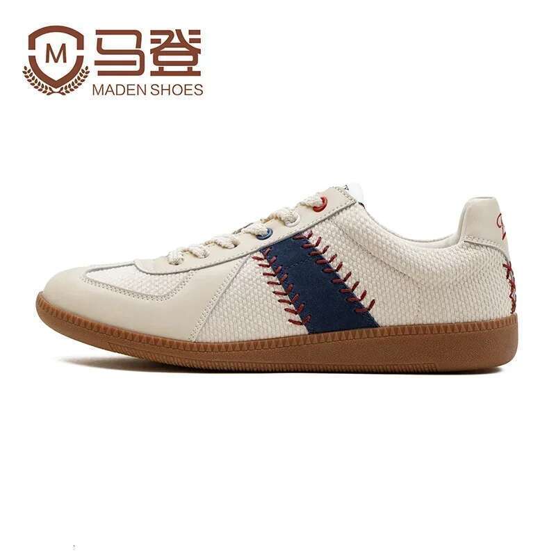 Vintage German Training Baseball for Men White Casual Running Sports Shoes Outdoor Tennis Sneakers Lace-up Trainers