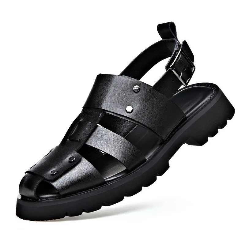 New Arrival Elegant Genuine Leather Men Sandals Luxury Business Casual Shoes Men Non-slip Work Shoes Platform Gladiator Sandals Size 48 T250220