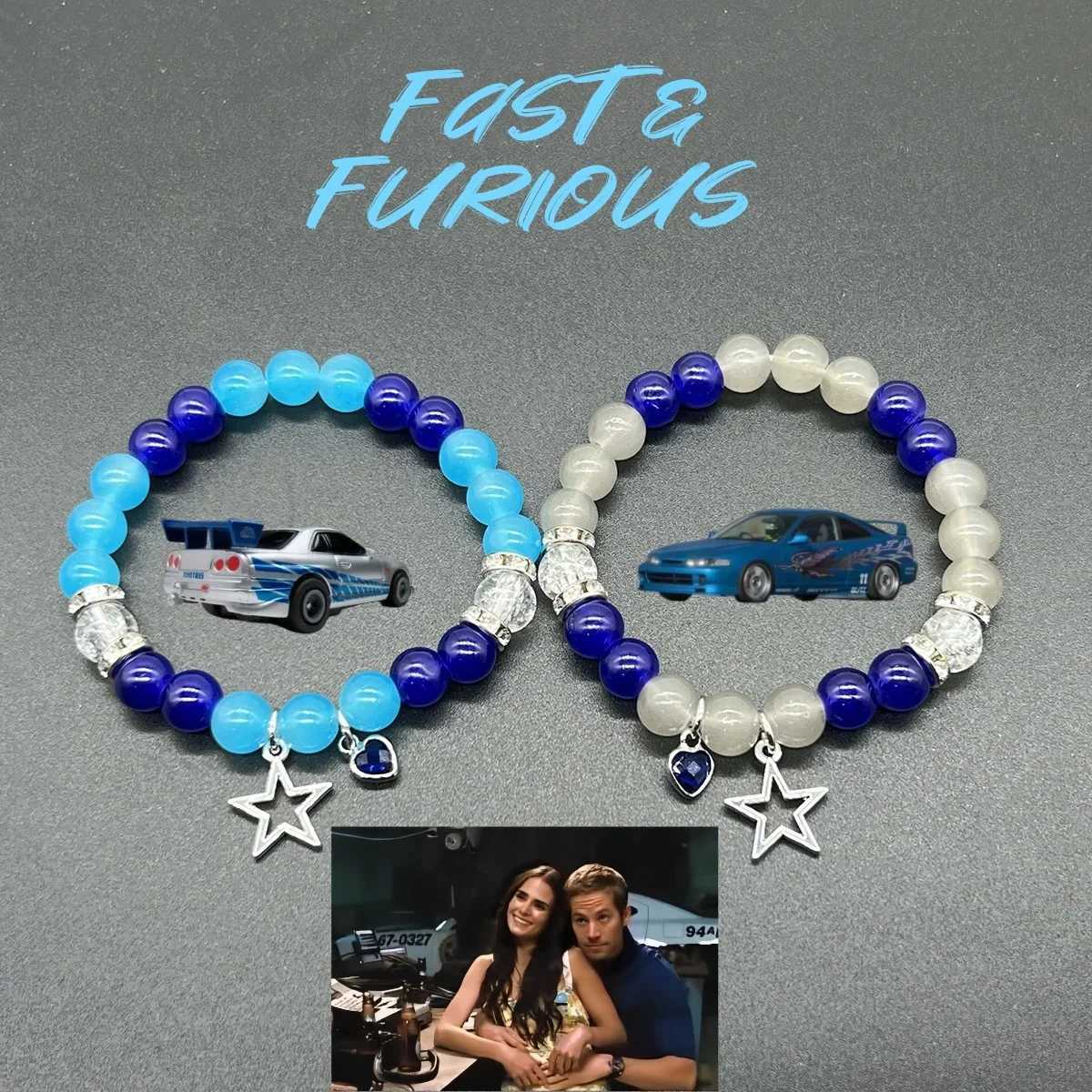 2PCS/set Fast And Furious Matching Bracelets For Couples Bracelets Cool Race Car Victory Banner BFF Beaded Bracelet Jewelry Gift W250221
