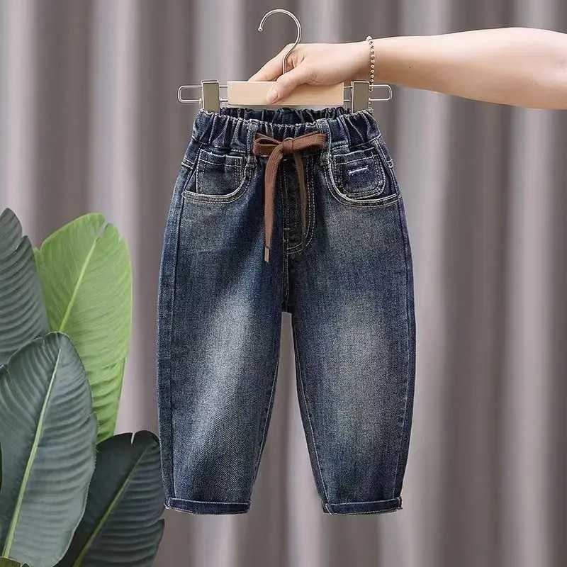 Boys pants for spring and summer 2024 new childrens loose fitting jeans suitable for boys and babies in autumn wearing Trouser 2-7Y Z250220