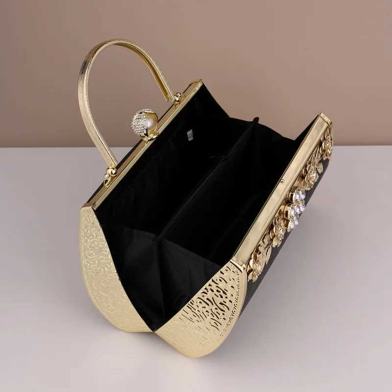Small clutch handbag with diamonds floral printed wallet luxurious gold evening bag ladies Z250220
