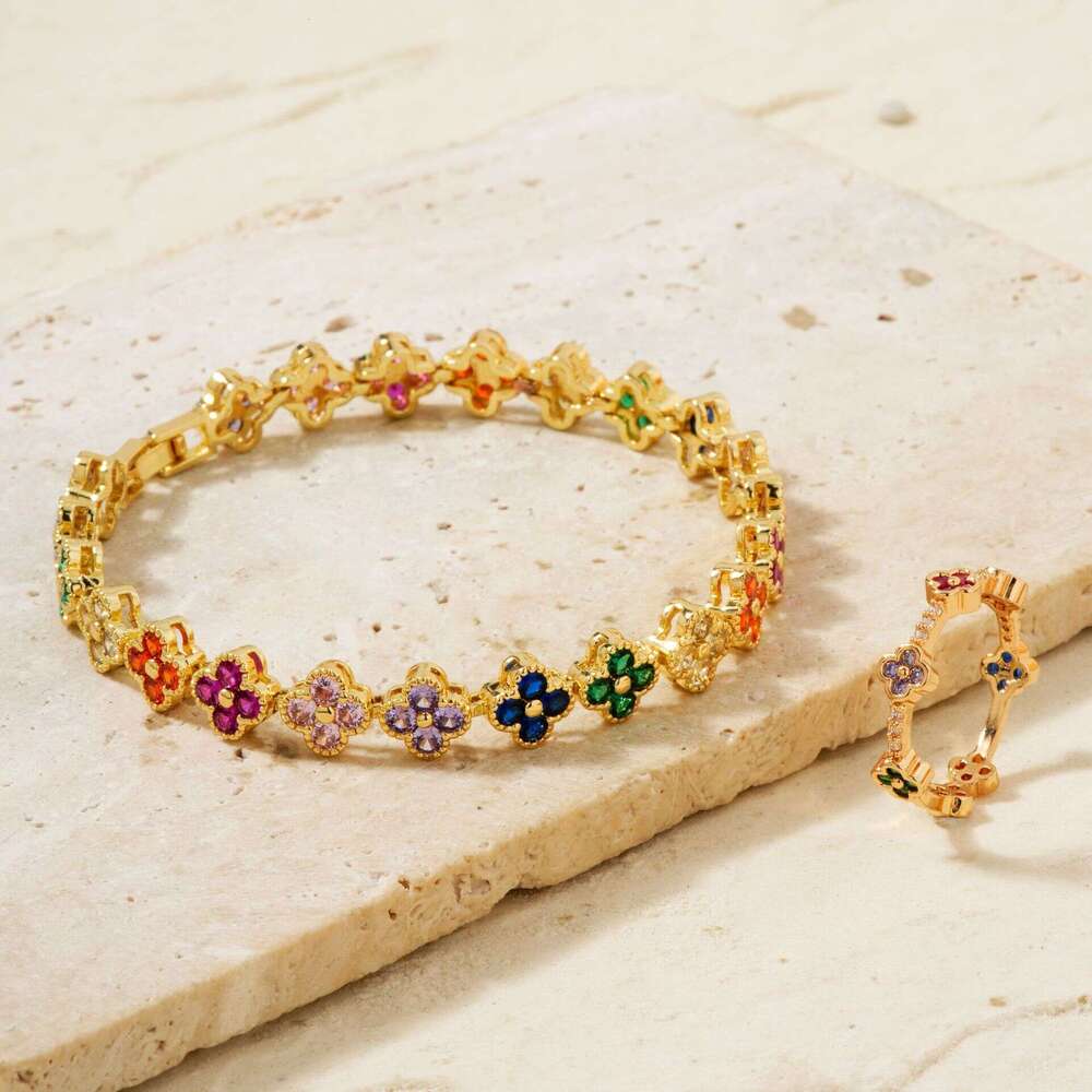 Clover Bracelet For Men and Women Designer jewelry 4/ Leaf Bracelets New luxury fashion retro high-end set with moissanite diamonds bracelet, ring and