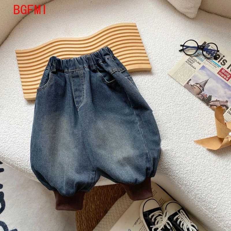 1-10 Y Childrens Velvet Jeans 2024 Korean Kids Autumn/Winter Plush Casual Baby Boys Pants Kids Boys Soft Thick Denirsm Trousers Z250220