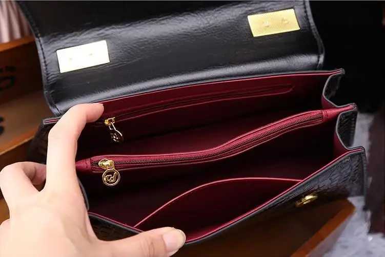 Fashion Brand Genuine Leather Womens Handbags 2024 New Crocodile Pattern Shoulder Crossbody Bag Lady Party Messenger Shell Bags Z250220