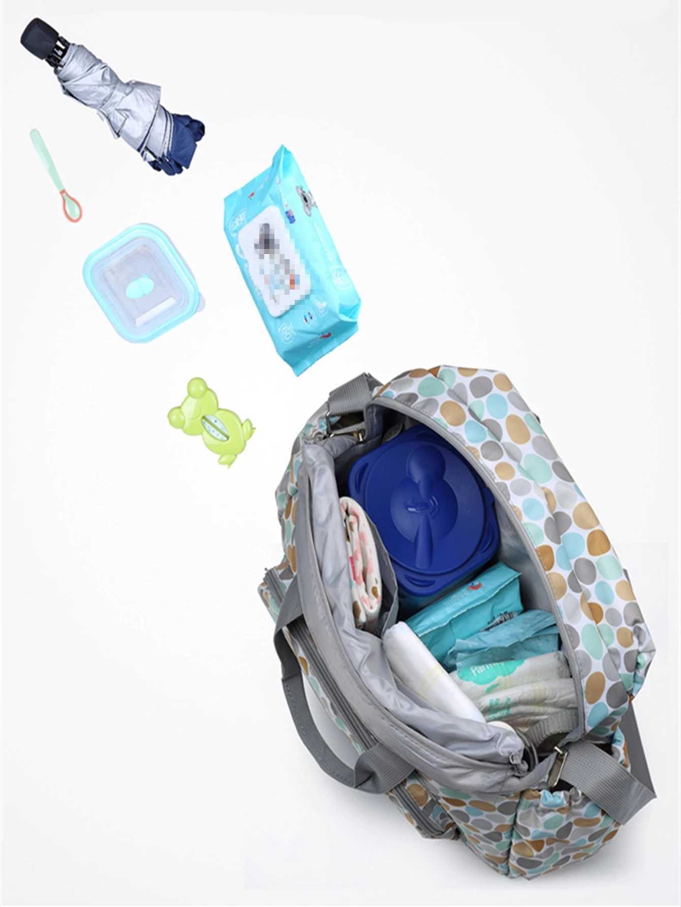 New color fashion printing large capacity mommy bag one shoulder portable multi-function portable mother and baby bag diaper bag X250220