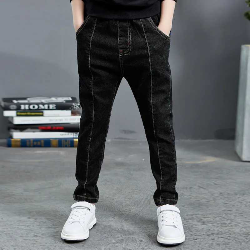 Spring and Autumn Boys Jeans Teenage Kids Pants Childrens Fashion High Elastic Denim Trousers Slim with Pants 4 6 8 10 12Years Z250220