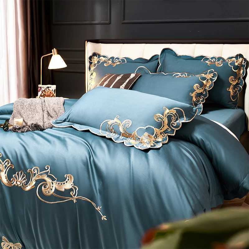 1000 TC Cotton Luxury embroidery Bedding Set Pillowcase Duvet Cover Sets Bed Linen Sheet Double Queen King Size Quilt CoversXJ250220
