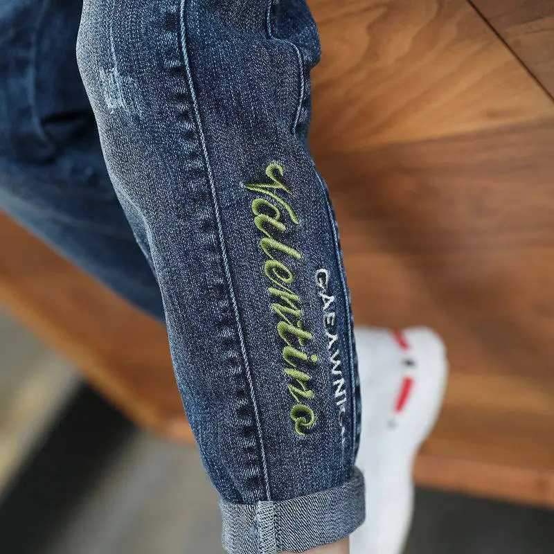 IENENS Child Boys Jeans Teens Casual Trousers 2024 New Elastic Waist Pants 4-11 Years Fashion Slim Denim Pants Z250220