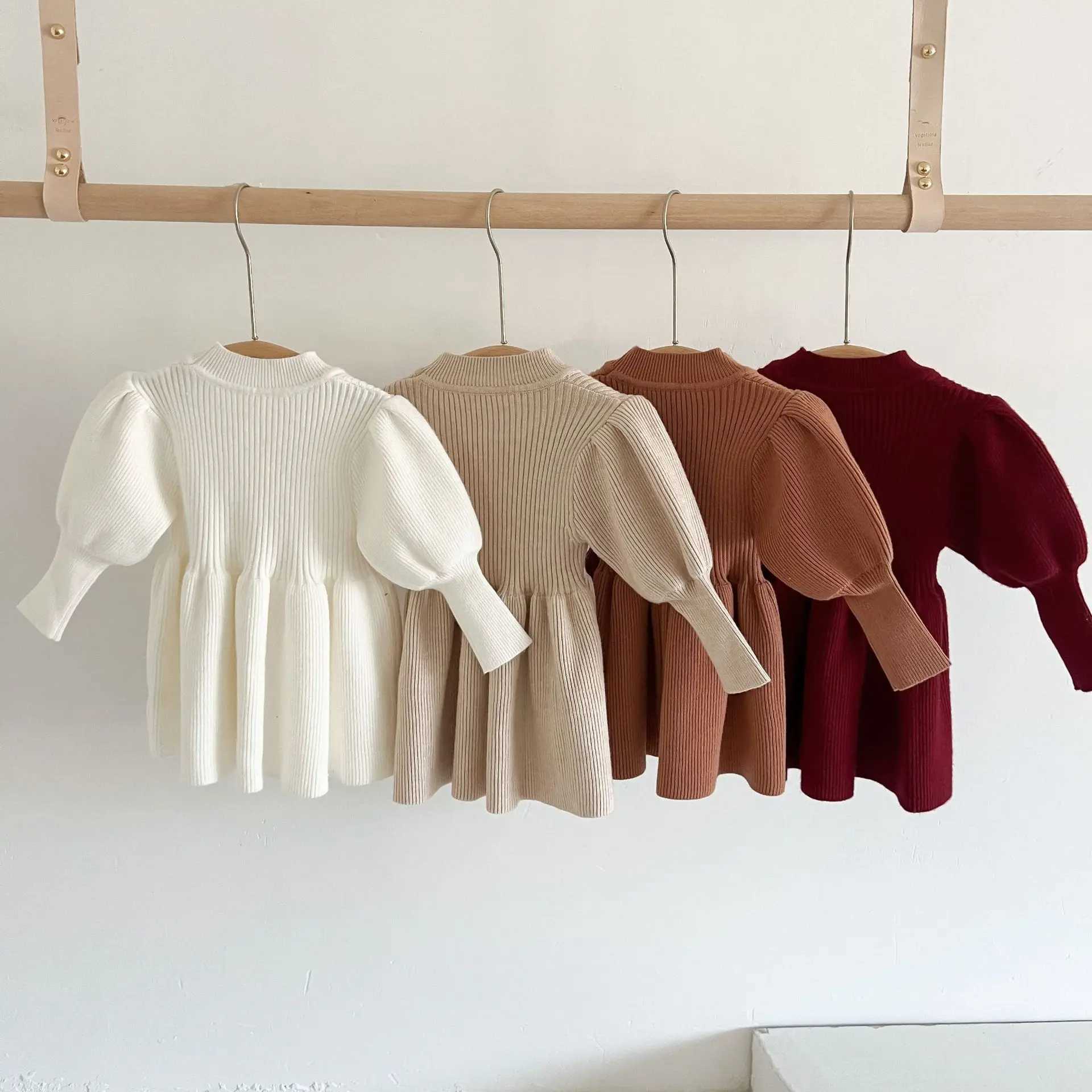 Autumn Winter Baby Girl Knitted Dress Baby Fashion Long Sleeve Princess Girl Sweater Dress Warm Cotton Toddler Girl Clothes X250220