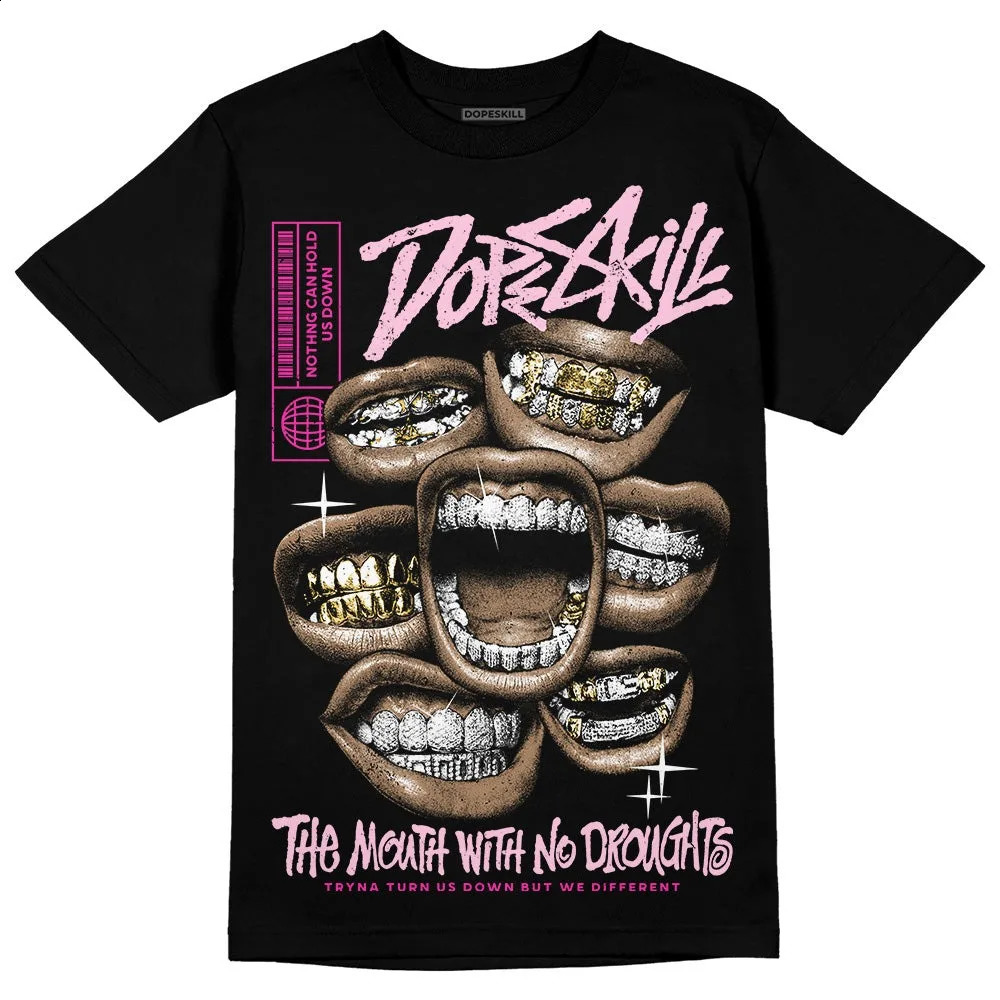 Womens Pink Collection DopeSkill T-Shirt The Mouth with No Droughts Graphic Crew Neck Printed 100% Cotton Y2K American Street Top 250221